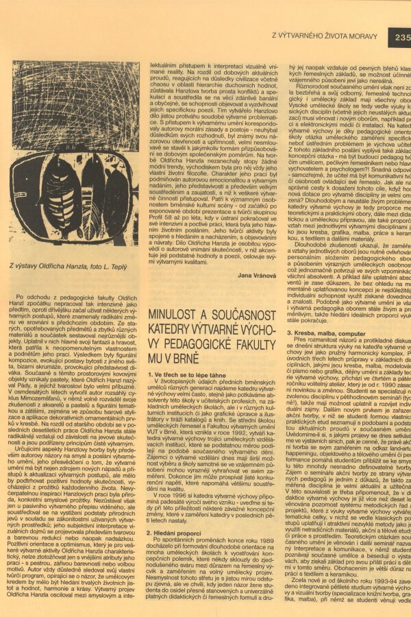 Jana Vránová, Oldřich Hanzl, Bulletin MG 52/1996, s. 233-234.